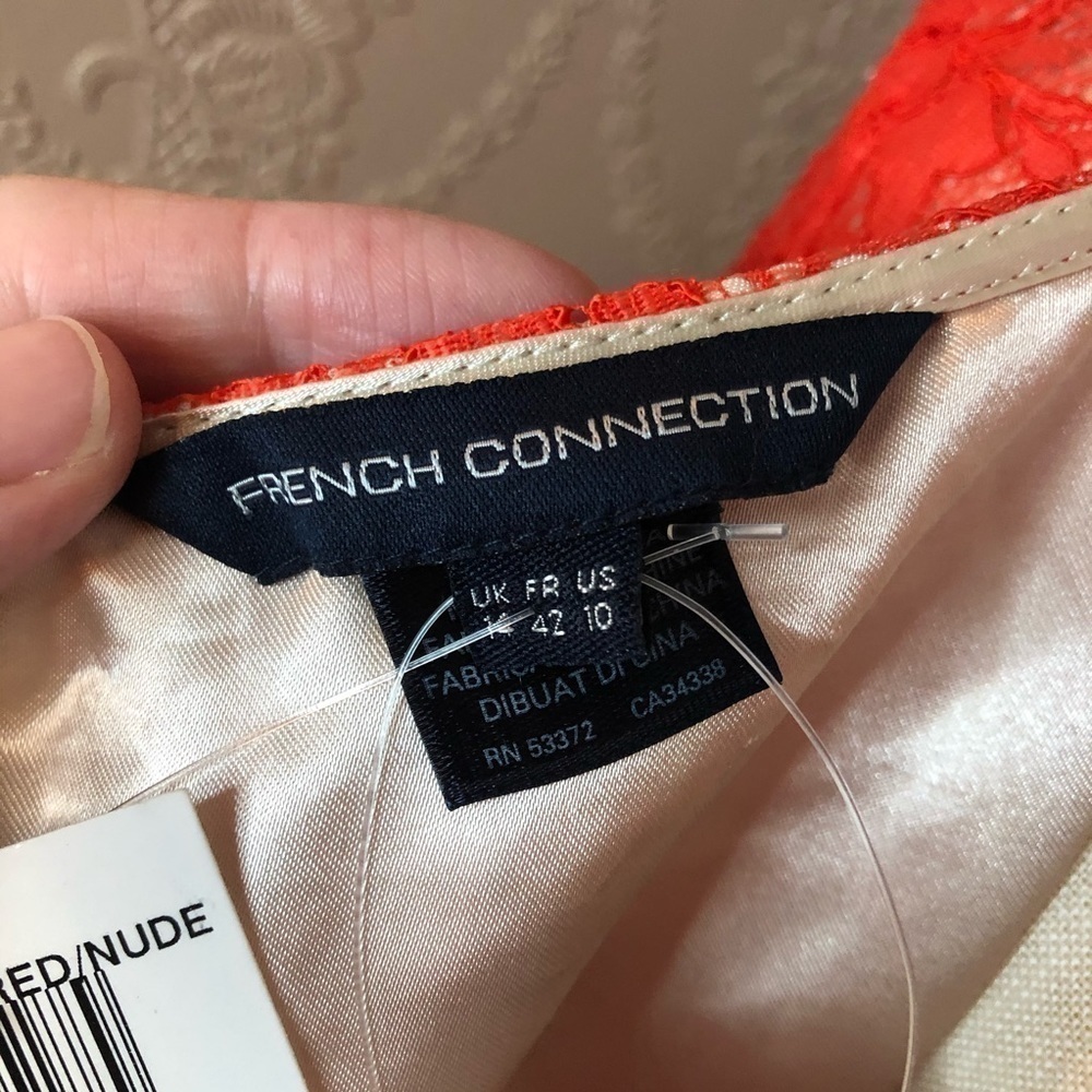 French Connection Satin Lined Lace Coral Dress 10 New NWT - Picture 6 of 7